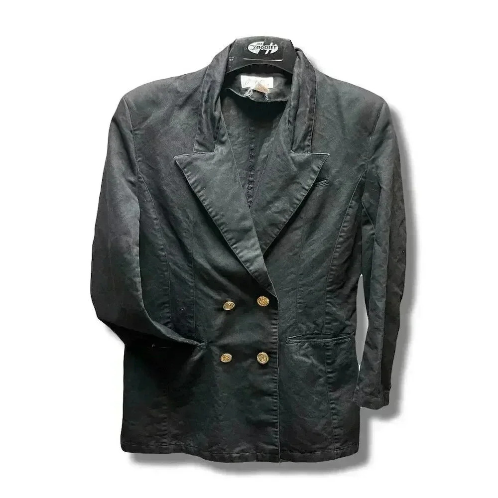 Jennifer Eden Women's Double Breasted Blazer Jacket Black Size 12